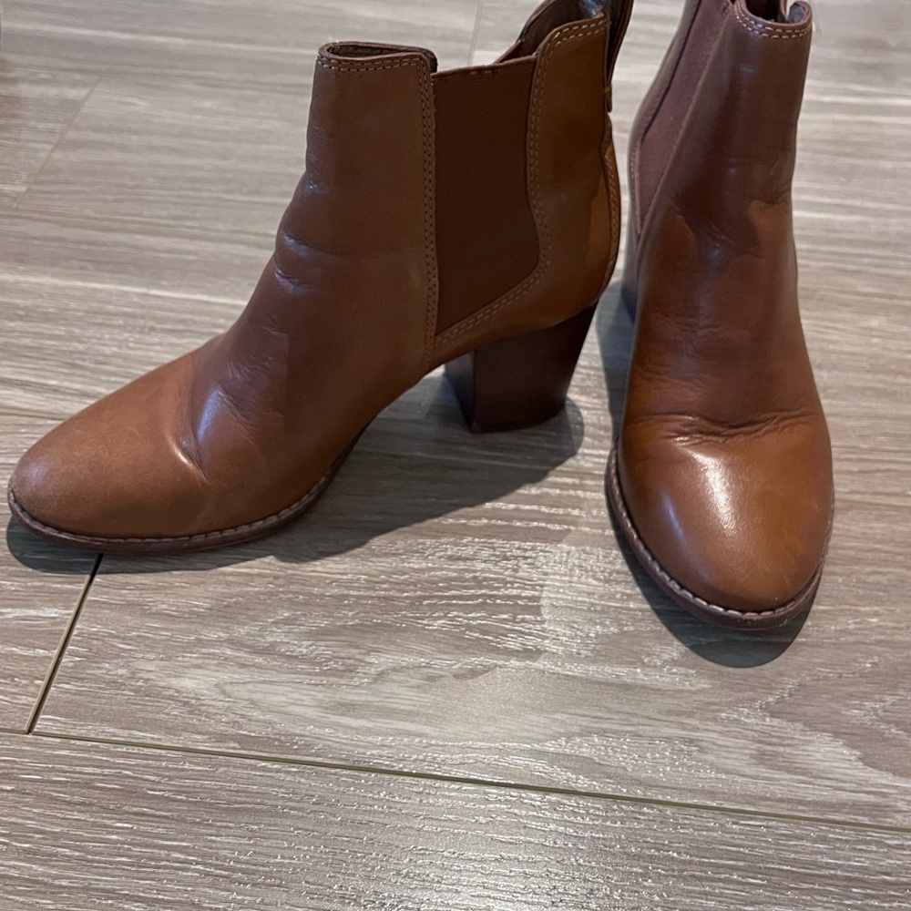 Brown Chelsea Ankle Boots with Chunky Heel